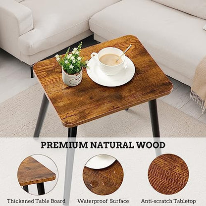 FORAOFUR Side Table, Rectangular Wooden Small End Table, Small Accent Table for Living Room, Bedroom and Balcony, Modern Side Tables for Spaces Home Decor, Easy Assembly | Wooden legs with modern rectangular design, fits living/bedroom, compact, quick ass