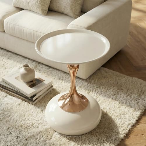 15" Metal Built Nightstand, Bed Side Table with Simple Assembly, Couch Side Table with Versatile Style for Indoor Living Areas, Milk White