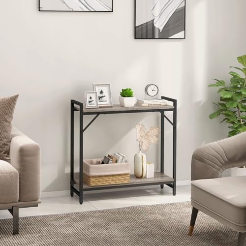 Livofloral Narrow Console Table, Small Entryway Table, Sofa Table with 2 Support Bar, Industrial Couch Table, Thin Side Table, Display Table for Living Room, Hallway, Bedroom, Foyer, Grey - color: Grey