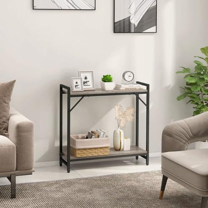 Livofloral Narrow Console Table, Small Entryway Table, Sofa Table with 2 Support Bar, Industrial Couch Table, Thin Side Table, Display Table for Living Room, Hallway, Bedroom, Foyer, Grey - color: Grey