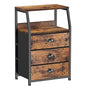Furnulem Nightstand with 3 Drawers and 2-Tier Shelf, Fabric Small Dresser Organizer Vertical Storage Tower for Bedroom, Closet, Hallway, Nursery, End Table Side Furniture, Sturdy Steel Frame, Wood Top - color: Rustic Brown, style: 3 Drawers