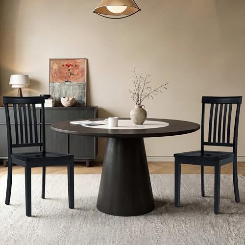 COLAMY Wooden Dining Chairs Set of 2, Farmhouse Dining Room Chairs, Windsor Spindle High Back Side Chairs, Armless Rubberwood Kitchen Table Chairs, Black - color: Black, size: Set of 2