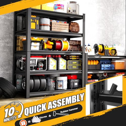 71.2"H-45.7"W Garage Shelving 5T Heavy Duty Storage Shelves, Adjustable Metal Shelving Unit, Utility Garage Organizer Shelf for Basement, Pantry, Warehouse, Supermarket, 45.7"Wx19.7"Dx71.2"H - size: 5-Tier-19.7"Dx45.7"Wx71.2"H