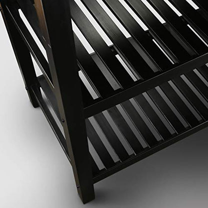 Kitchen Island with Solid Wood Top - color: Walnut Top, Black Base (New)