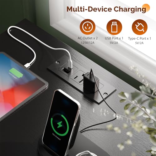 VINGLI Nightstands Set of 2 with Charging Station and Fabric Drawer, Fluted Nightstand/Bed Side Table/End Table for Bedroom, Black Night Stand Small, Bedside Table with Charging Station, 2 pcs - color: Black, size: 15"W-1 Drawer 2 Shelf