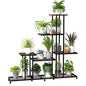 Twhep Heavy Duty Metal Plant Stand, 5 Tiers Multifunctional Plant Stand for Indoor Outdoor, for Tall Large Rack for Living Room Garden Balcony, Black