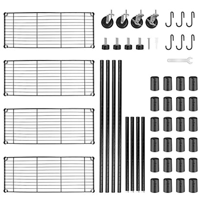 WDT Shelving Storage Units on Wheels Casters, Adjustable Heavy Duty Metal Shelf Wire Storage Rack for Home Office Garage Kitchen Bathroom Organization,36" Wx14 Dx57 H - size: 4Tier 36"W x 14"D x 57"H