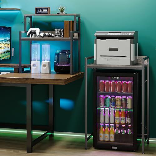 Espelism 3-Tier Kitchen Bakers Rack with Adjustable Shelves, Freestanding Kitchen Microwave Stand with Storage, Split Design Coffee Bar Shelf for Home Office (Black Oak, 25.6") - color: Black Oak