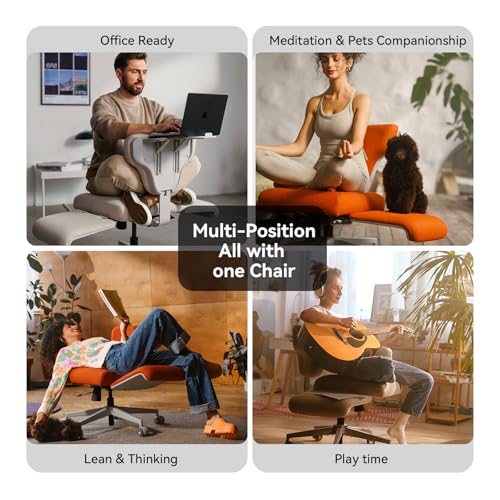 Newtral Freedom-X Criss Cross Chair with Wheels & Amrests- Cross Legged Office Chair with Laptop Tray, Multi-Position Recliner Chair, Adjustable Ergonomic Chair, Relax, Work from Home