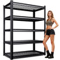 71" H Garage Shelving 5-Tier Heavy Duty Storage Shelves, Tool-Free Adjustable Metal Shelf Unit, Utility Organizer Rack for Basement, Pantry, Kitchen, Warehouse, 15.7" Dx35.4 Wx71 H, Black - size: 5-Wire-15.7"Dx35.4"Wx71.2"H