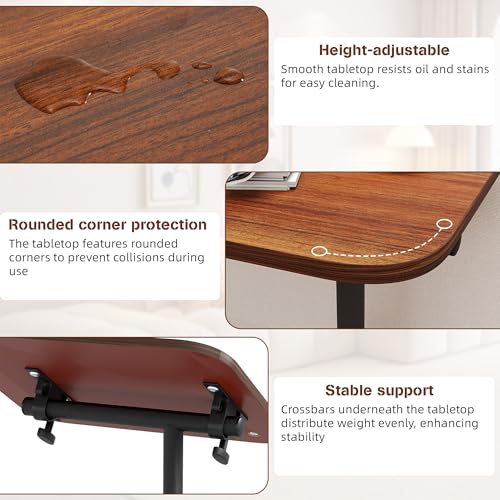 FuturelOT Sofa Couch Arm Table Tv Tray Small Bedside Table C Shaped Adjustable Height Side End Tables for Living Room, Bedroom, Pure Black - color: Pure Black