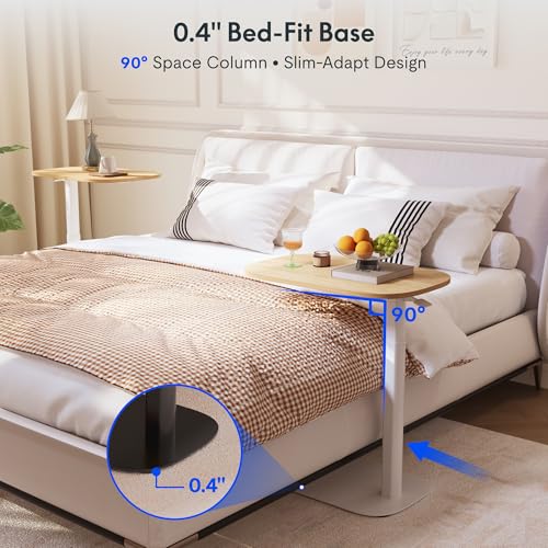 FLEXISPOT Adjustable C Table, Mobile Snack Side End Table Sofa Couch Bedside Table Laptop Cart TV Tray Night Stand Small Space Side Table(23.6" W x 13.8" D,Maple) - color: Maple, size: Small