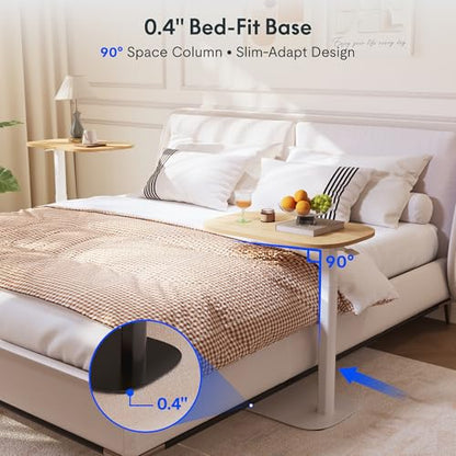 FLEXISPOT Adjustable C Table, Mobile Snack Side End Table Sofa Couch Bedside Table Laptop Cart TV Tray Night Stand Small Space Side Table(23.6" W x 13.8" D,Maple) - color: Maple, size: Small