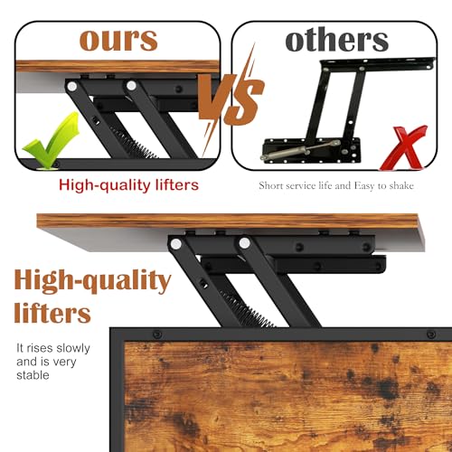 31.5" Farmhouse Coffee Table, Lift Top Coffee Square Table with Storage Compartment, Wooden Rustic Cocktail Table for Living Room, Bedroom, Apartment, Studio, Walnut - color: Walnut