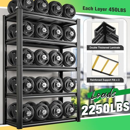 Raybee Storage Shelves Garage Shelving Heavy Duty,5-Tier Adjustable Garage Shelves,Metal Shelving for Garage,Basement, Warehouse,Pantry, 72" H x 31.5" W x 16.5" D，Black - size: 16.5"D x 31.5"W x 72"H,Black