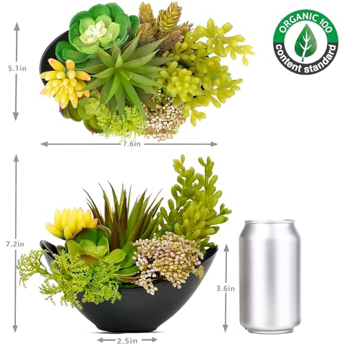 Artificial Succulents Plants Fake Potted Plants 7.2 Inch | Faux Succulents, Artificial Plants & Greenery for Hone Garden, Table Desk Shelves, Bathroom, Office Decorations