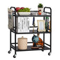 HDANI 3 Tier Metal Rolling Utility Cart,High Capacity Multi Purpose Heavy Duty Cart for Office,Kitchen,Living Room,Bedroom,Black - color: Black, size: Large with Basket