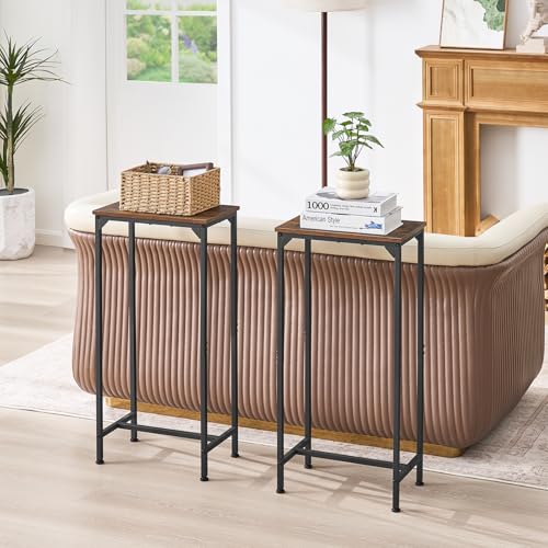 Console Table, Narrow Entryway Table, Thin Sofa Table, Behind Couch Table,for Hallway, Bedroom, Living Room, Foyer, 9.4 x 15.7 x 31.5 Inches, Rustic Brown - size: 9.4" W x 15.7" D, style: Ordinary