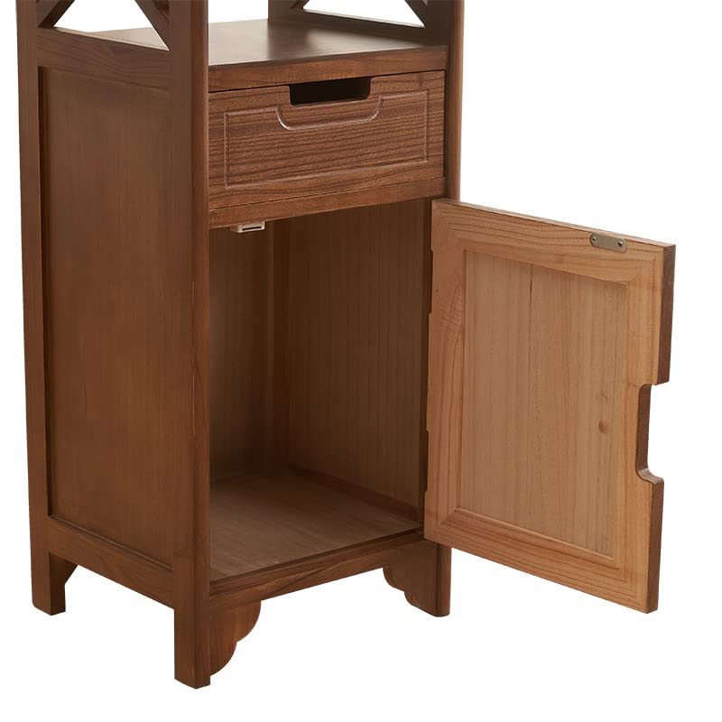 30 Inches Tall End Table, Fully Assembled Bathroom Floor Cabinet with Shelf and Storage, No Assembly Nightstand with Drawer for Bedroom-Walnut - color: Walnut