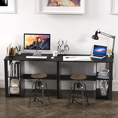 SHW 38-Inch Home Office Computer Desk with Shelves, Black - color: Black