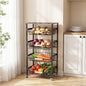 JAQ 5-Tier Fruit Vegetable Storage Cart with Wood Top, Rolling Kitchen Basket Organizer with Ergonomic Wood Handle & Wheels for Snacks Produce, Heavy Duty Metal Vianderos para Cocina Modernos, Black - color: 5-tier/Black
