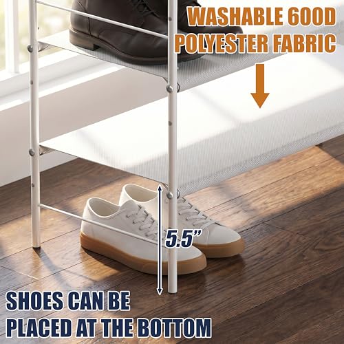 Simple Houseware 6-Tier Shoe Rack Storage Organizer w/Side Hanging Bag, White - color: White
