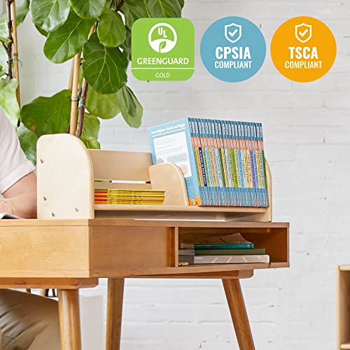 ECR4Kids Tabletop Book Display, Adjustable, Library Storage, Natural - color: Natural