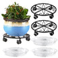 3 Pack Plant Caddy with Wheels Heavy Duty 11.8 Inches Metal Plant Stand with Wheels Plant Dolly Rolling Plant Stand Plant Roller with Casters for Indoor and Outdoor (3, Black) - color: Black