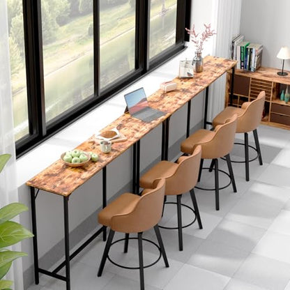 VINGLI 71 Inch Bar Table, Rectangular Counter Height Home Pub Table, Brown | High Top, Multi-Scene Use for Kitchen Dining Living Room Sofa Entryway, Wooden Tabletop & Metal Base, Easy to Install - color: Brown, size: 71"L
