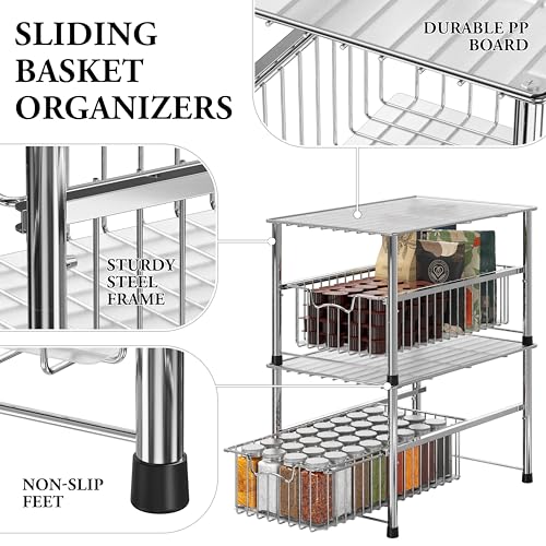 Simple Houseware Chrome Metal Stackable Storage Rack, 16.75 in L x 10.8 in W x 10.25 in H - color: Chrome