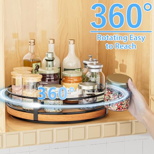 10" Lazy Susan Turntable Organizer - Wood Round Lazy Susan for Cabinet Kitchen Countertop Dining Table Pantry Cupboard Bathroom Coffee Bar Storage Home Decor - size: 10 inch 1 Tier