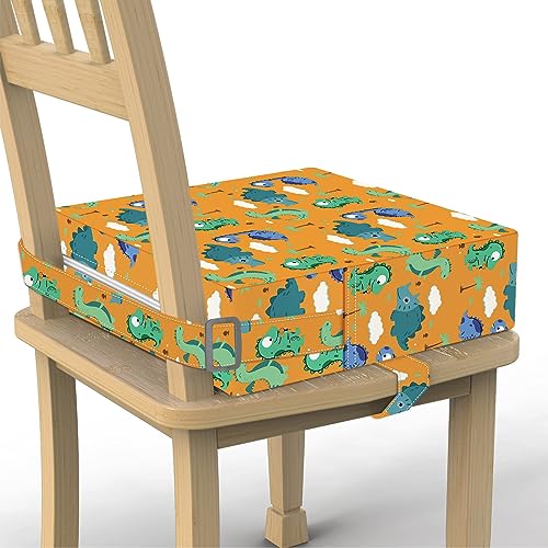 Toddler Booster Seat for Dining Table Kitchen Chair, Stronger Support Double Safe Straps Portable Booster Seat Dining Toddler, High Cushion for Travel Home with Non-Slip Bottom (Orange) - color: Orange