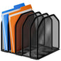 FUCDTEFC Desk File Organizer, Adjustable 5 Sections Upright Desktop Organizer File Sorter, Sturdy Metal Mesh Vertical Bookshelf File Holder Workspace Accessories for Home,School,Office Classroom,Black