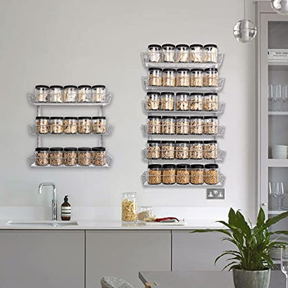 SWOMMOLY Adjustable Wall Mount Spice Rack, 9-Tier Dual-use (Multi-use) Organizer, Silver - color: Silver, size: 9-Tier