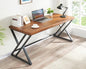Solid Wood Computer Desk, Modern Real Wood Home Office Desk, Long Rustic Farmhouse Natural Wood Writing Desk, Executive Workstation PC Desk Table for Living Room Bedroom, Brown, 55 inch - size: 55 inch