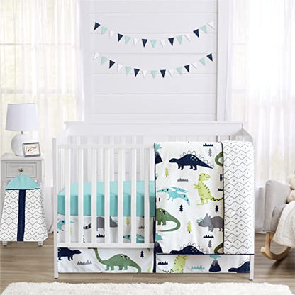 Sweet Jojo Designs Navy Blue and Grey Modern Dino Foldable Fabric Storage Cube Bins Boxes Organizer Toys Kids Baby Childrens for Mod Dinosaur Collection Set of 2 - color: Blue and Green Dinosaur