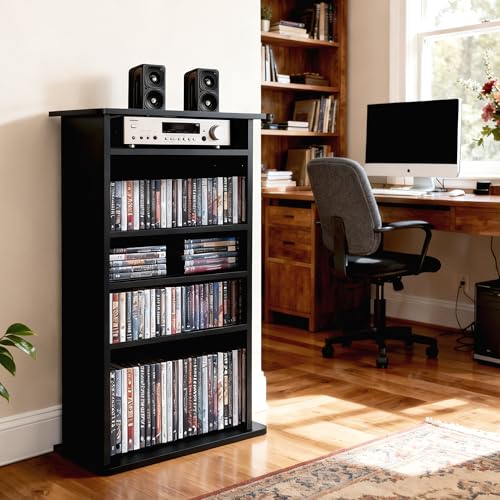 ZENY Multimedia Storage Cabinet DVD Rack Book Shelf Organizer Stand Audio Media Tower, 36" X 19" X 7" Black