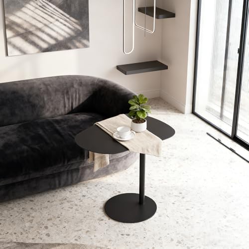 C Shaped End Table Small Side Tables Living Room, Metal Coffee Accent Table | Outdoor C Table Narrow Sofa Table, Couch Tables That Slide Under, TV Trays Bedside Nightstand for Bedroom Patio Small Spaces