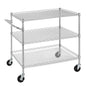 Finnhomy 3 Tier Heavy Duty Commercial Grade Utility Cart, Wire Rolling Cart with Handle Bar, Steel Service Cart with Wheels, Kitchen Carts on Wheels, Metal Cart Shelf Size 24" D x 36" W, NSF, Chrome - size: 36"L x 24"W x 35.4"H-3 Tier, style: Chrome Cart