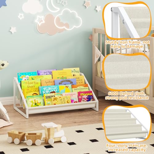 Aokitsink Toddler Bookshelf,Montessori Bookshelf,Bookshelves for Toddlers and Nursery,4 Tier Baby Bookshelves for Kids Rooms,Nursery,Playroom,Baby Room, Small Children Classroom - color: Off-white
