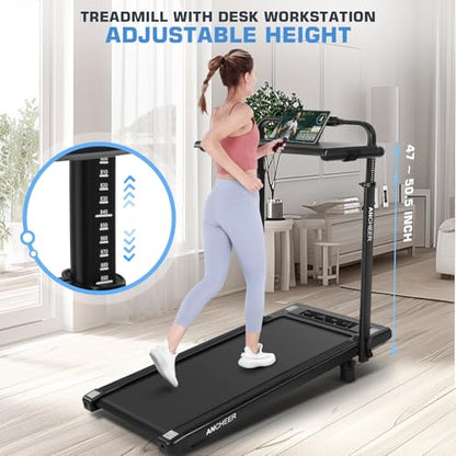 FUNMILY Upgrade Walking Pad Folding Treadmill with 12%/15% Incline & Handle Bar, 3.5HP Foldable Under Desk Compact Treadmills for Home/Office/Gym, 400+lb Capacity, Shock Absorption - color: TR12_Black