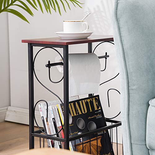 Side Table,Narrow End Table for Small Spaces,Snack Couch Table with Holder,Nightstand for Living Room,Bedroom,Office,Bathroom,Balcony (Coffee) - color: Coffee
