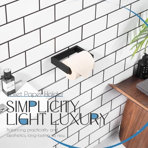 KOKOSIRI Toilet Paper Holder Spring Loaded Bathroom Toilet Roll Holder Wall Mount Stainless Steel Matte Black B2011BK - color: Matte Black, size: Without Shelf