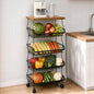 VECELO 5-Tier Fruit Basket with Wheels, Fruit and Vegetable Storage Cart for Kithchen, Stackable Produce Organizer Wire Baskets for Kitchen, Pantry, Living Room - size: 5 Tiers