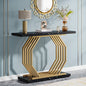 Tribesigns Gold Console Table, Faux Marble Entryway Table Narrow Sofa Table with Geometric Metal Base, 40 Inch Modern Accent Table Entrance Table for Living Room, Hallway, Foyer, Black - color: Black