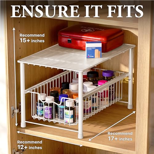 Simple Houseware Stackable Under Sink Cabinet Sliding Basket Organizer Drawer, White - color: White