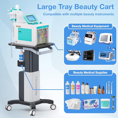 Noverlife Esthetician Cart, 260lbs Load Deluxe Beauty Salon SPA Facial Cart | Heavyt Duty Esthetician Trolley Cart, Wider Handle Thicker Posts Larger Top, Stain-resistant Mobile Cart for Facial RF Device - color: Deluxe - Wider Handle/Posts/Top