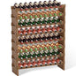 Domax Wine Rack Freestanding Floor - 72 Wine Bottle Holder 8 Tier Stackable Bamboo Wooden Storage Racks for Kitchen, Bar, Pantry and Cellar (Walnut) - color: Walnut