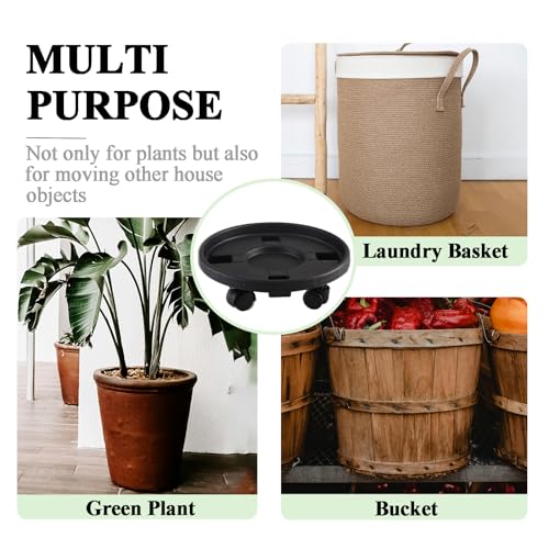 Rolling Plant Stand with Wheels 3 Pack 13 Inch Plant Caddy with Wheels Heavy Duty Plant Dolly Roller Base with Wheels Round Flower Pot Rack Holder Planter Trolley Tray, Black - color: Black, size: 13 inch