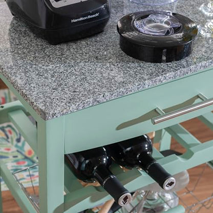 Linon Kitchen Island, Green, 15.75 x 22.83 x 33.86 Inches - color: Green and Granite, style: Whitney